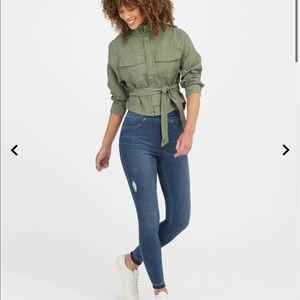 Distressed Ankle Skinny Jeans, Medium Wash